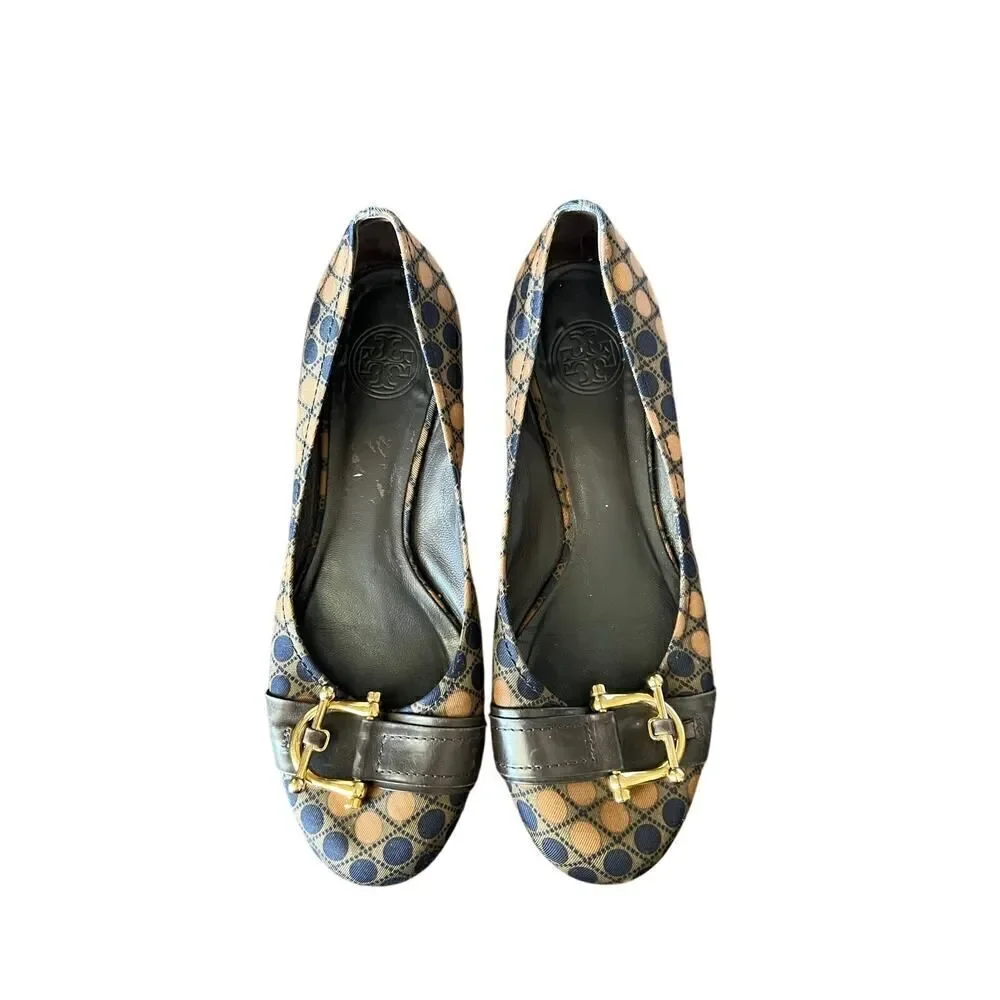 Tory Burch Flats Size 6 Womens Multicolor Gold Hardware Noel Slip On Casual